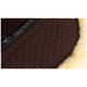 Braune, gesteppten Pferdedecke mit einer weichen cremefarbenen Fütterung, mit einem schwarzen Etikett, auf dem "EQUINATE" mit einer Pferdesilhouette steht.
