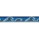 Blaue Haustierleine mit einem Wellenmuster in verschiedenen Blautönen und Grautönen, entworfen für stilvolle Spaziergänge im Freien.