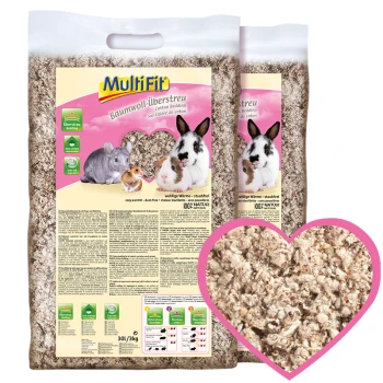 Multifit Baumwollbettzeug für kleine Haustiere, mit einem herzförmigen Design, mit Bildern von einem Chinchilla, Hamster und Kaninchen.