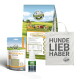 Bild von Bellfor Haustierprodukten: "Landgut-Schmaus" Hundefutter, "Nierenkraft Pulver", "Auspflege Tropfen" Tropfer und eine "HUNDE LIEB HABER" Tasche.