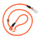 Orange geflochtene Hundeleine mit Metallverschluss und Holzknopf, entworfen für Spaziergänge und Kontrolle von Haustieren.