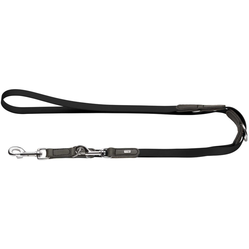 Dog Sport HUNTER verstellbare Hundeführleine wolmar biothane x leder schwarz 1,6 cm