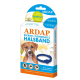 Verpackung für ARDAP Floh- und Zeckenhalsband für Hunde, 60 cm Länge, geeignet für Hunde mit einem Gewicht von 10-25 kg, bietet bis zu 4 Monate Schutz.