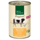 Can of Real Nature Original pet food for adults, featuring beef and chicken, with a cow and chicken illustration on the label.