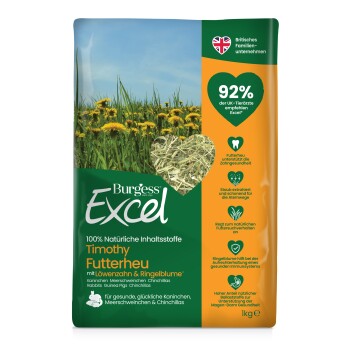 Burgess Excel Löwenzahn Ringelblume natürliches Futterheu Hasen Meerschweinchen 1kg