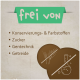 Grünes Banner mit „frei von“ und einer Liste auf Deutsch, die frei von Konservierungsstoffen, Farbstoffen, Zucker, Gentechnik und Getreide ist.