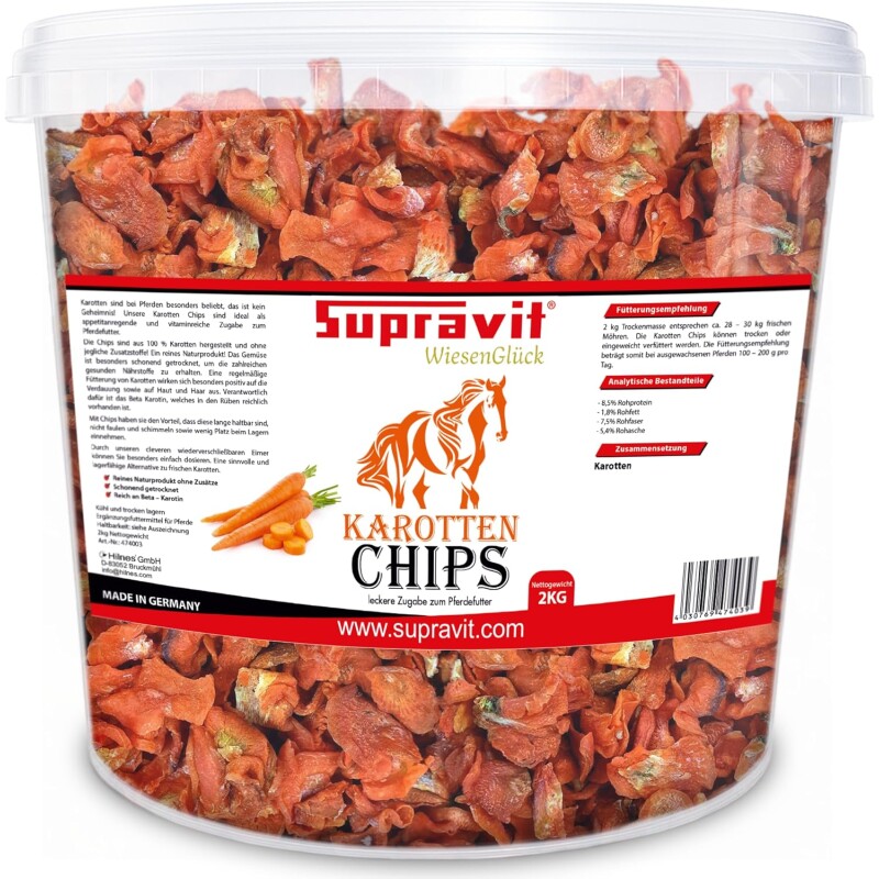 Supravit Karottenchips für Pferde - 2kg Eimer Pferdeleckerlis
