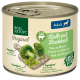 Dosen-Hundefutter "Real Nature Original" mit "Kalb mit Brokkoli" (Kalb mit Brokkoli), 68% Fleisch, mit Brokkoli und Kürbiskernen.