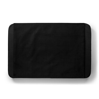 Schwarzes Haustierbett mit glatter Oberfläche und abgerundeten Ecken, auf einem weißen Hintergrund präsentiert.