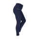Marineblaue Reitleggings mit hohem Bund, mit reflektierenden Details und einem strukturierten Griff an den Innenschenkeln.
