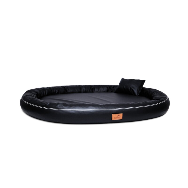 Tierlando ® Orthopädisches Hundebett GILBERT ORTHO Hair-Protect LATEX Kunstleder schwarz 1 m, 15 cm, 85 cm