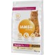 IAMS Katzenfutterbeutel für Senioren, mit einer orangefarbenen getigerten Katze, beschriftet mit "Complete & Balanced Nutrition" und "Senior 7+" und 88% Protein.