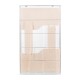 A tall, white metal pet cage with wooden platforms inside, designed for small animals.
