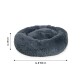 Rundes, flauschiges Hundebett in Dunkelgrau, mit einer Höhe von etwa 30 cm und einem Durchmesser von 100 cm.