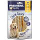 Emballage de friandises à mâcher pour chiens mettant en vedette un golden retriever, étiqueté 'Premiere. I ❤️ my dog,' avec le texte 'Medium Rolls' et 'avec du poulet.'