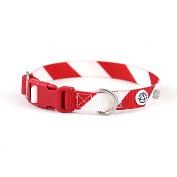 Hundehalsband Recyceltes Polyester weiß/ rot M