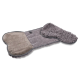 Graue, knochenförmige Tier-Trockenmatte mit Chenille-Mikrofaser auf einer Seite und glatter Mikrofaser auf der anderen.