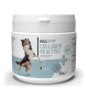 Behälter mit REAVET Collagen Reactive für Hunde, 250g, mit einem springenden Hund auf dem Etikett, mit Text auf Deutsch über Gelenkunterstützung.