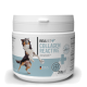 Behälter mit REAVET Collagen Reactive für Hunde, 250g, mit einem springenden Hund auf dem Etikett, mit Text auf Deutsch über Gelenkunterstützung.