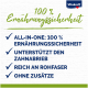 Vitakraft-Anzeige mit "100% Ernährungsicherheit" und Vorteilen: "All-in-one", "Unterstützt die Zahngesundheit", "Hoher Ballaststoffgehalt", "Keine Zusatzstoffe."