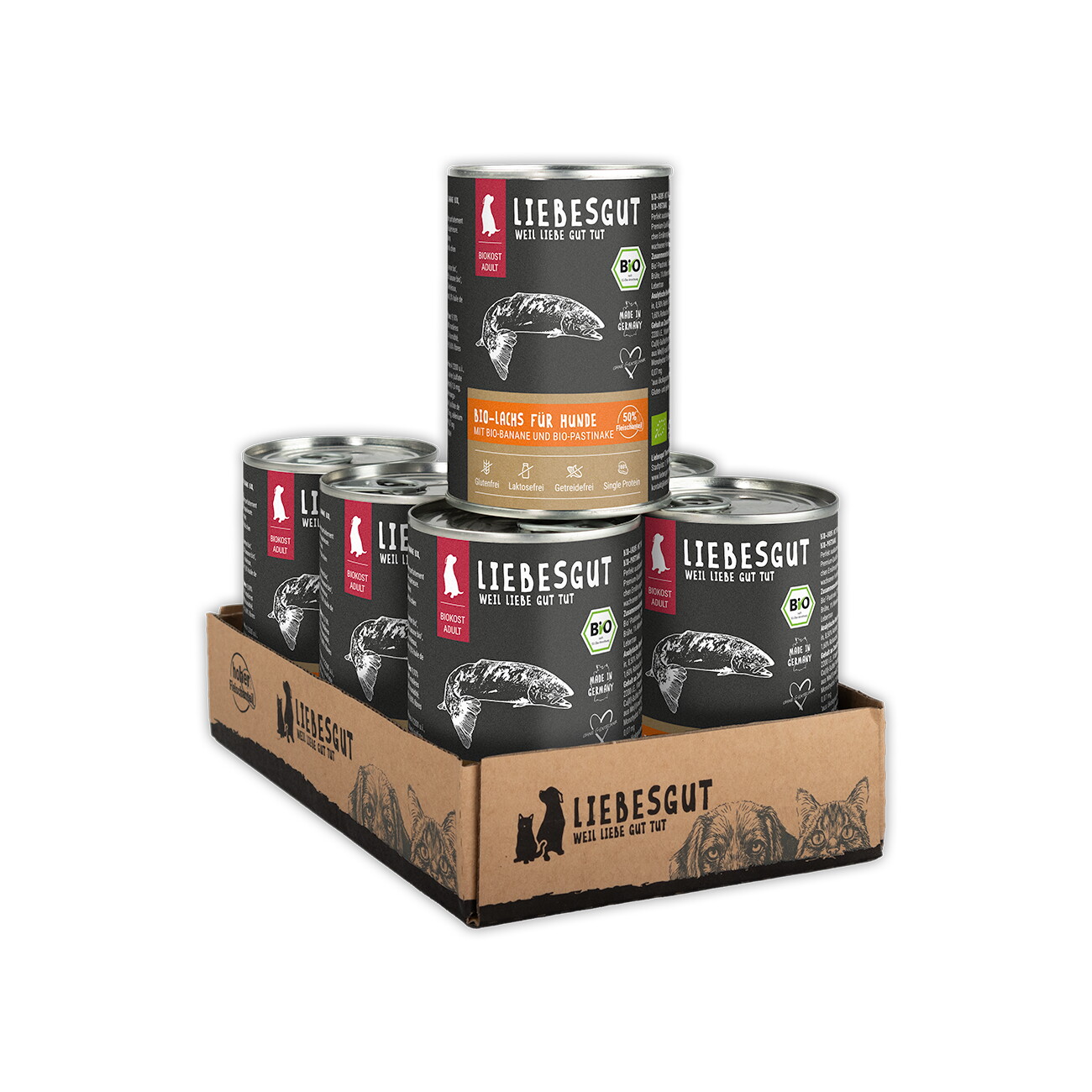 LIEBESGUT Hundefutter Bio-Lachs mit Bio-Banane und Bio-Pastinake