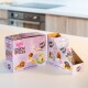 Doos van 'Bite My Chew Sticks' huisdiertraktaties met kleurrijke hond- en hamsterillustraties en een gedeeltelijk open verpakking die stokken toont.