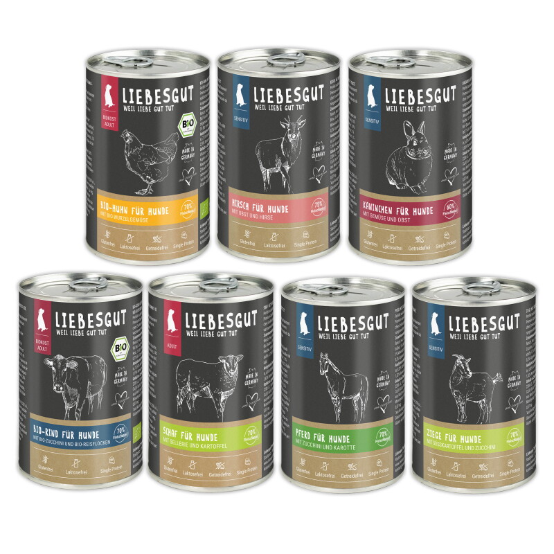 LIEBESGUT Hundefutter Friss-dich-satt Paket Adult & Sensitiv 42 x 400 g