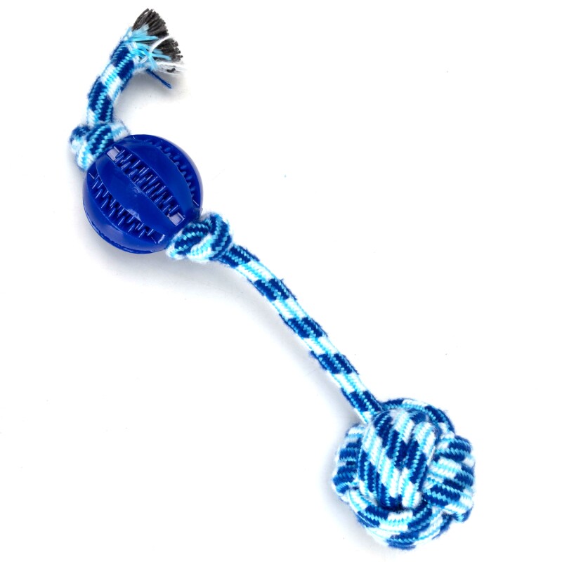 nobleza Hundespielzeug – Zerrseil mit Kauball, robust & zahnfreundlich, in 3 Farben blau