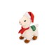 Pluchen lama speelgoed met een rode kerstmanmuts en sjaal met een groene patch met de tekst "Fa La La Llama" op zijn rug.