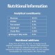 Nutritional information chart for pet food, detailing moisture (83.0%), protein (8.5%), fat (3.0%), and other constituents.