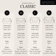 Größentabelle für Haustierbetten mit der Bezeichnung 'CLASSIC', die externe und interne Abmessungen für die Größen S, M, L und XL sowie empfohlene Rassen detailliert.
