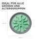 Grüne Futterschale für Haustiere mit einem einzigartigen Design, 23,2 cm groß, beschriftet mit "IDEAL FÜR ALLE GRÖßEN UND ALTERSGRUPPEN."