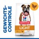 Hill's Science Plan Light hondenvoerzak met een Boxer-hond, gelabeld 'Gewichts-Controlle' en 'met Kip.'