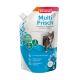 Beaphar Multi Frisch Katzenstreu-Deodorantbeutel mit einem Katzenbild, mit Text, der die Vorteile der probiotischen Technologie und Frische hervorhebt.