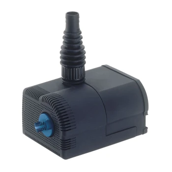 Aquarius Universal Classic 1.500 Q Schwarze Aquarienwasserpumpe mit einem flexiblen Schlauchanschluss, ausgestattet mit einem blauen Steuerknopf an der Seite.