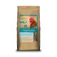 Sac en papier marron de supplément de calcium pour poules "Muschelkalk", avec un graphique de poule et un texte en allemand sur la production optimale d'œufs.