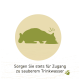 Illustration eines Kaninchens, das Wasser trinkt, mit dem Text "Sorgen Sie stets für Zugang zu sauberem Trinkwasser" am unteren Rand.