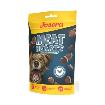 Josera Meat Hearts weiche und schmackhafte Hähnchen-Trainingssnacks für Hunde, getreidefrei, zuckerfrei, perfekt zum Training.