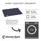Dunkelgraues, getuftetes Hundebett mit Waschhinweisen, waschbar bis 95°C, trocknergeeignet, 7 kg Belastbarkeit, Doctor Bark Logo.