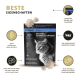 Peticare Ergänzung für Katzen, mit einem Katzenbild, das natürliche Zutaten hervorhebt, leicht zu öffnen ist und Vorteile für Gelenke und Mobilität bietet.