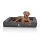 Orthopädisches Hundebett aus Velours mit Handwebcharakter Yukon anthrazit XXXL
