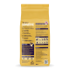 Gelber Burgess SENSITIVE 2-kg-Hundefuttersack, Rückansicht mit Fütterungsleitfaden, 'Meet Penny'-Abschnitt und Produkticons.