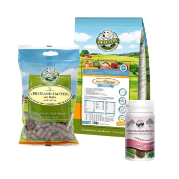 Bellfor Welpenfutter Set für kleine Rassen: e Trockenfutter + gesunde Soft-snack + Immun Pulver für Welpen Bellfor Welpenfutter Set für kleine Rassen: e Trockenfutter + gesunde Soft-snack + Immun Pulver für Welpen