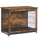 Holzhaustierkäfig mit schwarzen Metallstäben, mit zwei Türen und einer flachen Oberseite, geeignet für den Innenbereich.