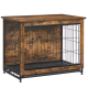 Holzhaustierkäfig mit schwarzen Metallstäben, mit zwei Türen und einer flachen Oberseite, geeignet für den Innenbereich.