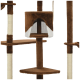 Brauner Kratzbaum für Katzen mit mehreren Ebenen, einem gemütlichen Versteck und mit Sisal umwickelten Kratzpfosten. Ideal zum Klettern und Ausruhen.