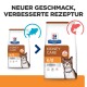 Zwei Hill's Prescription Diet Kidney Care k/d Katzenfuttersäcke mit Katze; sichtbarer Text 'NEUER GESCHMACK, VERBESSERTE REZEPTUR'.