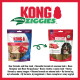 KONG Ziggies dog chews: old blue pack left, new red pack right with dog photo; big KONG ZIGGIES logo and New Formula text.