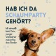 Ein verspielter Hund mit aufgerichteten Ohren und einem Halsband, umgeben von Blasen, bewirbt nimo® Haustierprodukte mit lustigem Text.