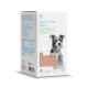 Box mit "Haut & Fell Tabs" für Hunde, mit einem Hund auf der Vorderseite, mit Text auf Deutsch über die Unterstützung der Haut- und Fellgesundheit.
